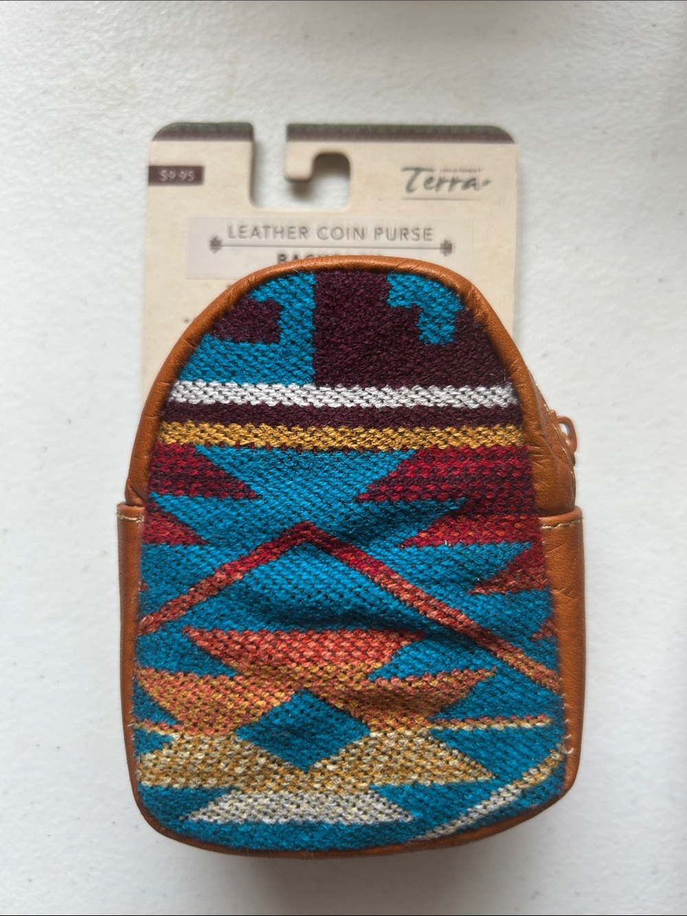 Terra Natural Designs Leather Mini Backpack Coin Purse NWT